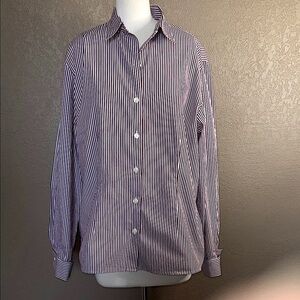 Talbots Burgundy Striped Cotton Shirt